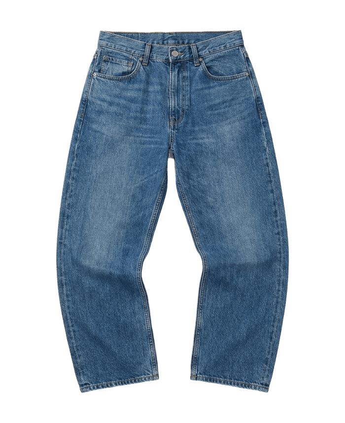 Mid-wash barrel jeans — ASOS