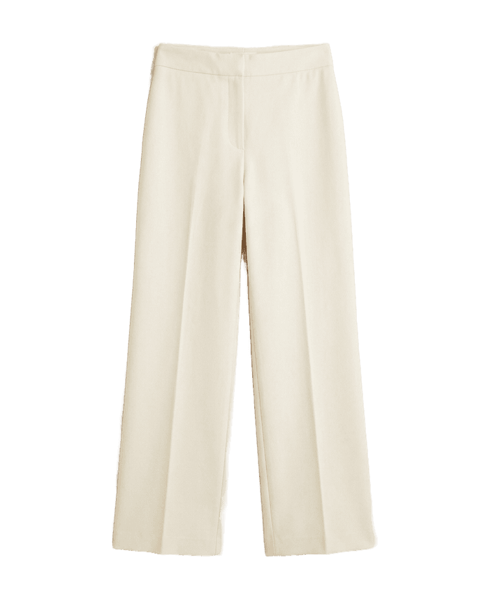 Ecru wide-leg trousers — MANGO